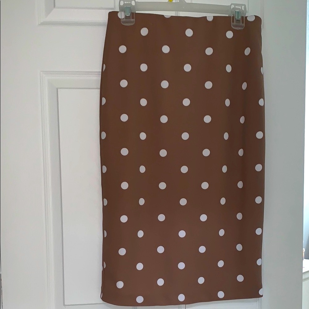 NY&C Whitney High-Waisted Skirt - Dot, Coco Beach, Size Medium